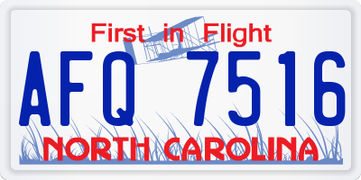 NC license plate AFQ7516
