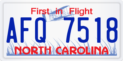 NC license plate AFQ7518