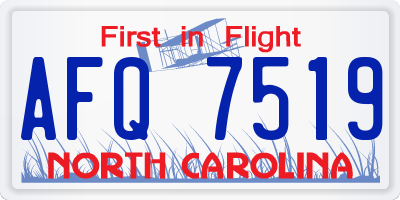 NC license plate AFQ7519
