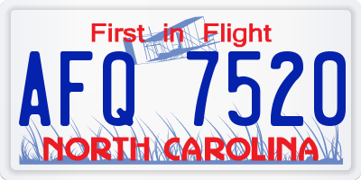 NC license plate AFQ7520