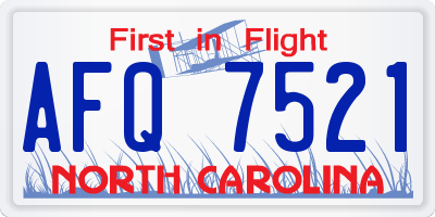 NC license plate AFQ7521