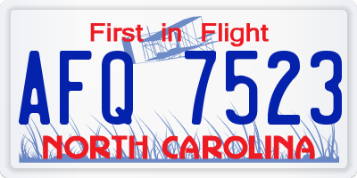 NC license plate AFQ7523