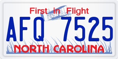 NC license plate AFQ7525
