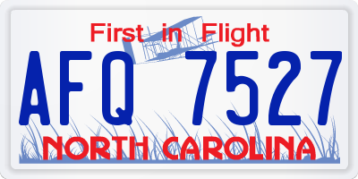 NC license plate AFQ7527