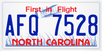 NC license plate AFQ7528