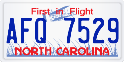 NC license plate AFQ7529