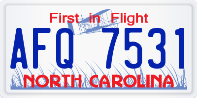 NC license plate AFQ7531