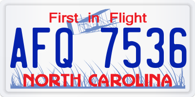 NC license plate AFQ7536
