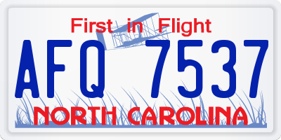 NC license plate AFQ7537