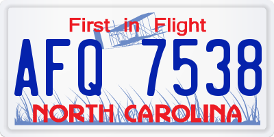 NC license plate AFQ7538