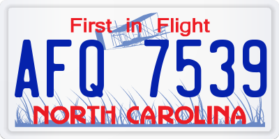 NC license plate AFQ7539