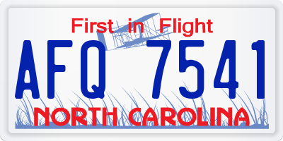 NC license plate AFQ7541