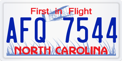 NC license plate AFQ7544