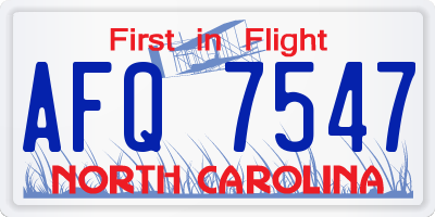 NC license plate AFQ7547