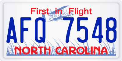 NC license plate AFQ7548