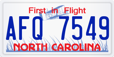 NC license plate AFQ7549