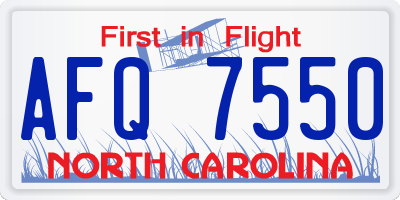 NC license plate AFQ7550