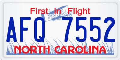 NC license plate AFQ7552