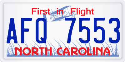 NC license plate AFQ7553