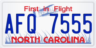 NC license plate AFQ7555