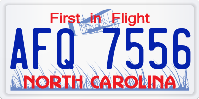 NC license plate AFQ7556