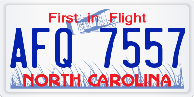 NC license plate AFQ7557