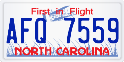 NC license plate AFQ7559