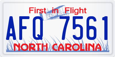 NC license plate AFQ7561