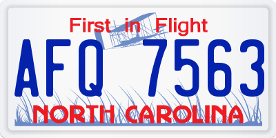 NC license plate AFQ7563