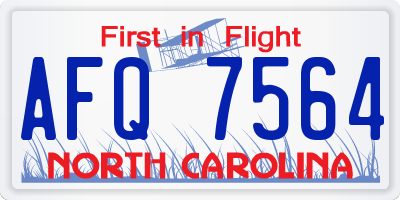 NC license plate AFQ7564