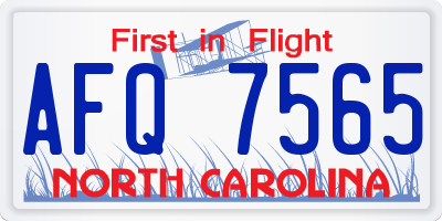 NC license plate AFQ7565