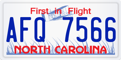 NC license plate AFQ7566
