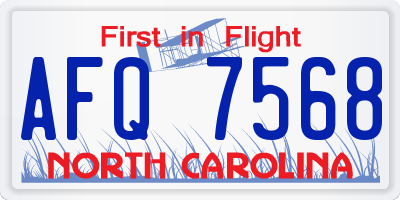 NC license plate AFQ7568