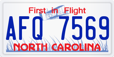 NC license plate AFQ7569