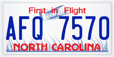 NC license plate AFQ7570