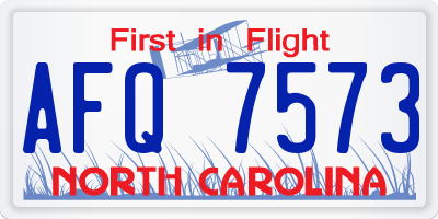 NC license plate AFQ7573