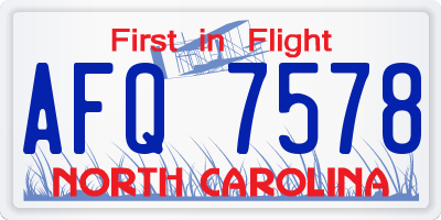 NC license plate AFQ7578