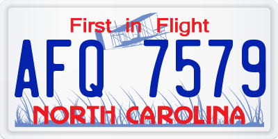 NC license plate AFQ7579
