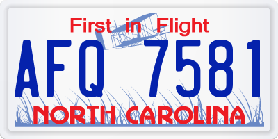 NC license plate AFQ7581