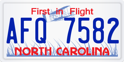 NC license plate AFQ7582