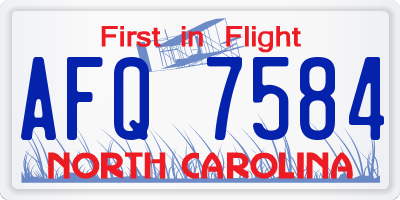 NC license plate AFQ7584
