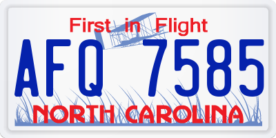 NC license plate AFQ7585