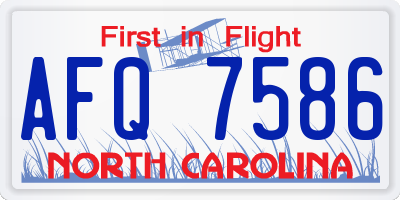 NC license plate AFQ7586
