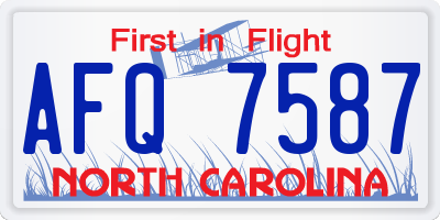 NC license plate AFQ7587