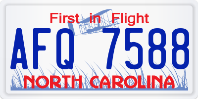 NC license plate AFQ7588