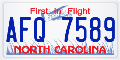 NC license plate AFQ7589