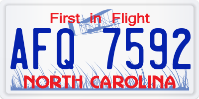 NC license plate AFQ7592