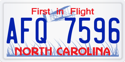 NC license plate AFQ7596