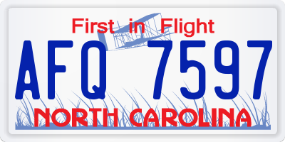 NC license plate AFQ7597