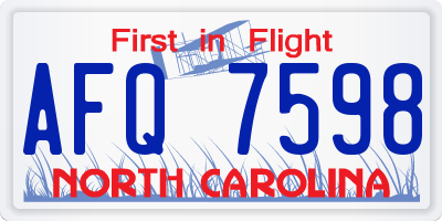 NC license plate AFQ7598